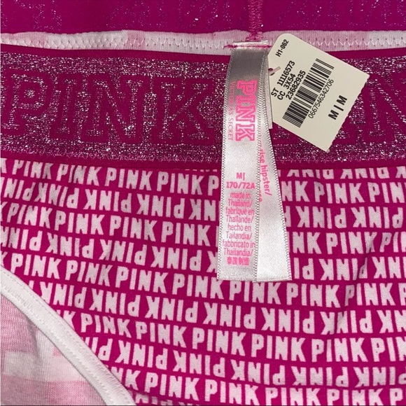 2 Victoria’s Secret Pink panties VS PINK logo hipster panty bundle pink sparkle - Picture 4 of 5